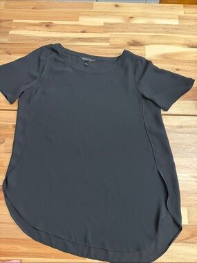 Banana Republic Black Short-Sleeve Blouse with Crew Neck